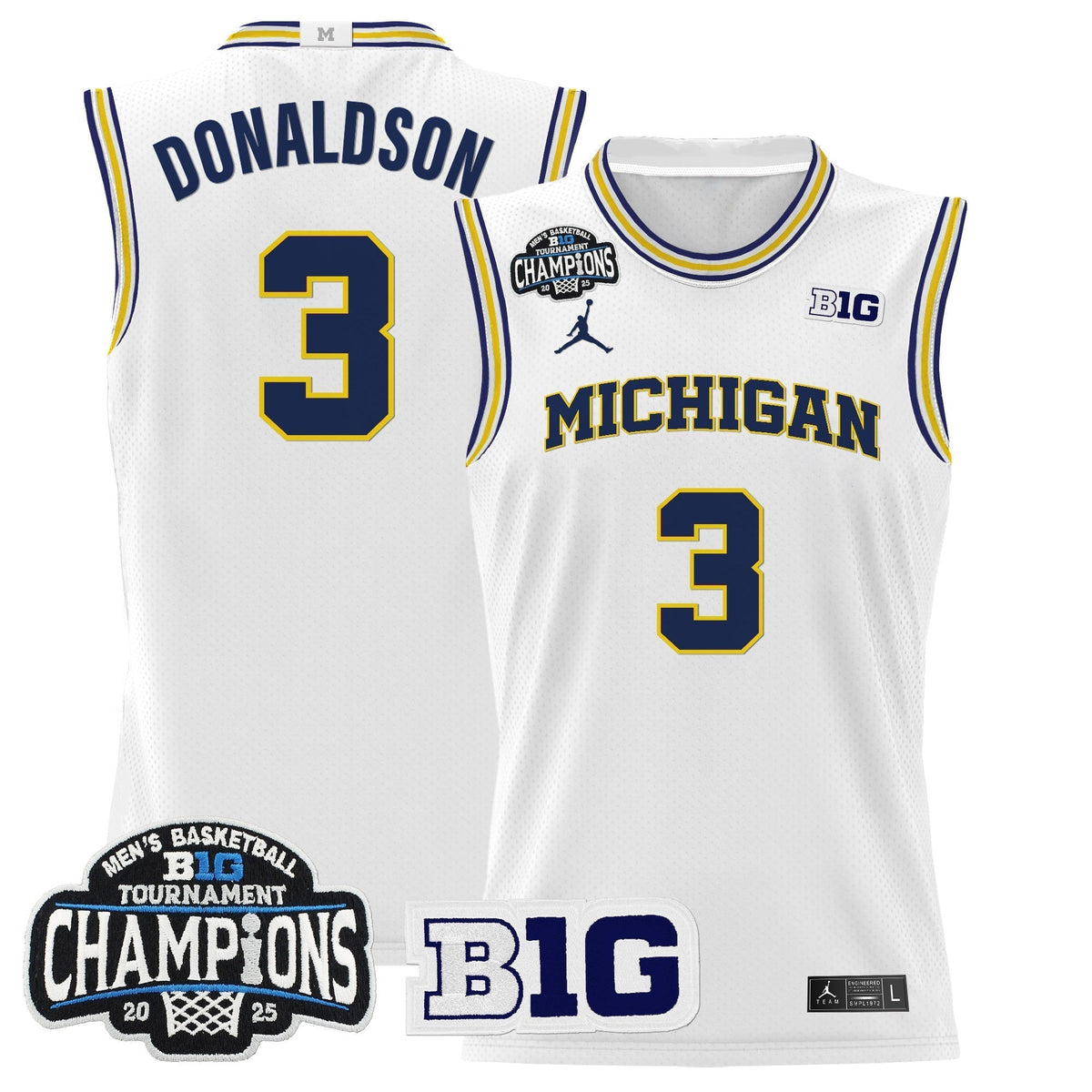 MICH 2025 Big Ten Conference Tournament Champions Basketball Jersey - Stitched