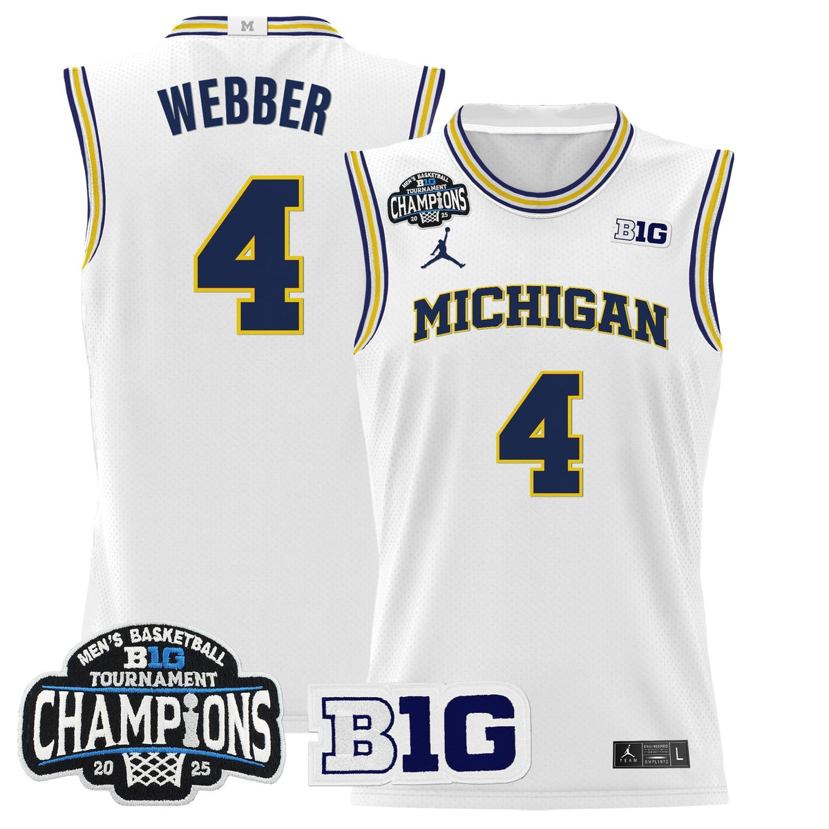 MICH 2025 Big Ten Conference Tournament Champions Basketball Jersey - Stitched