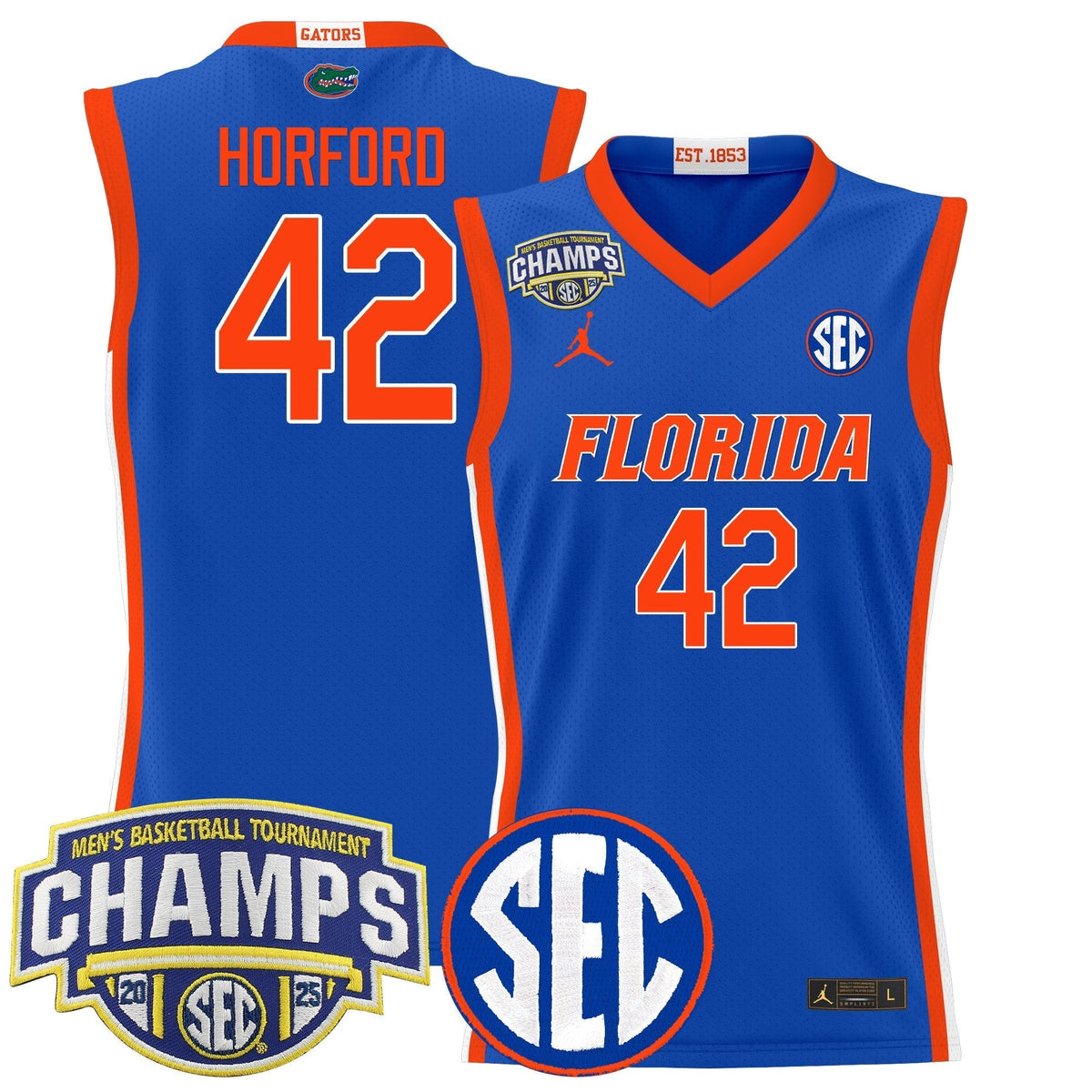 UF 2025 SEC Conference Tournament Champions Basketball Jersey - Stitched
