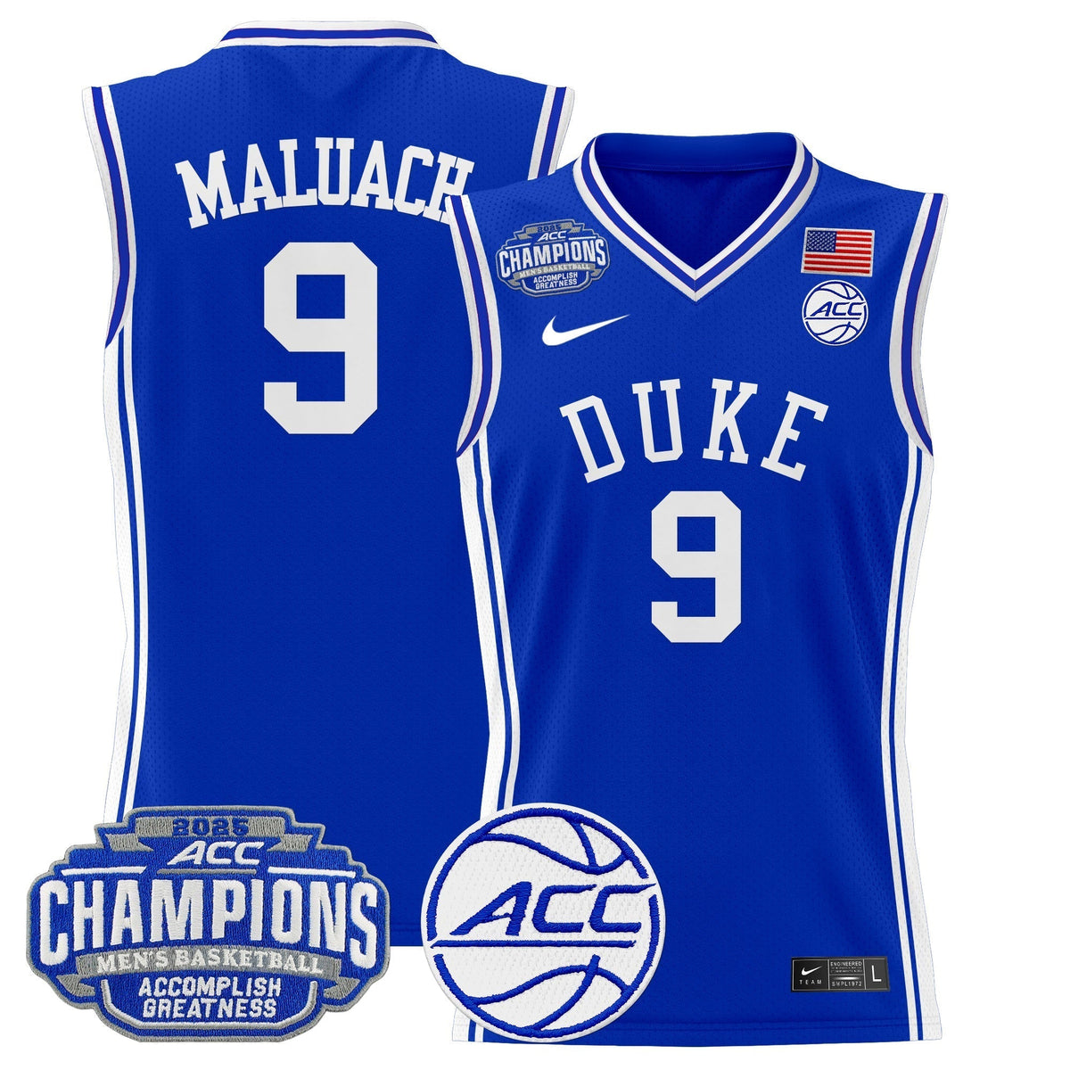 DUKE 2025 ACC Conference Tournament Champions Basketball Jersey - Stitched