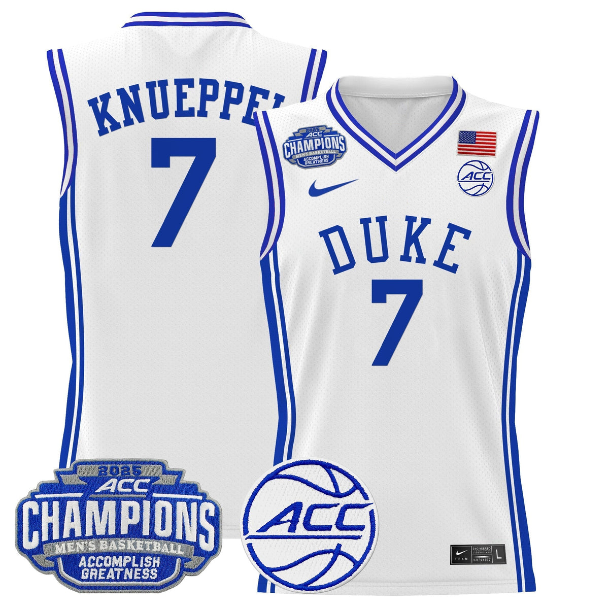 DUKE 2025 ACC Conference Tournament Champions Basketball Jersey - Stitched