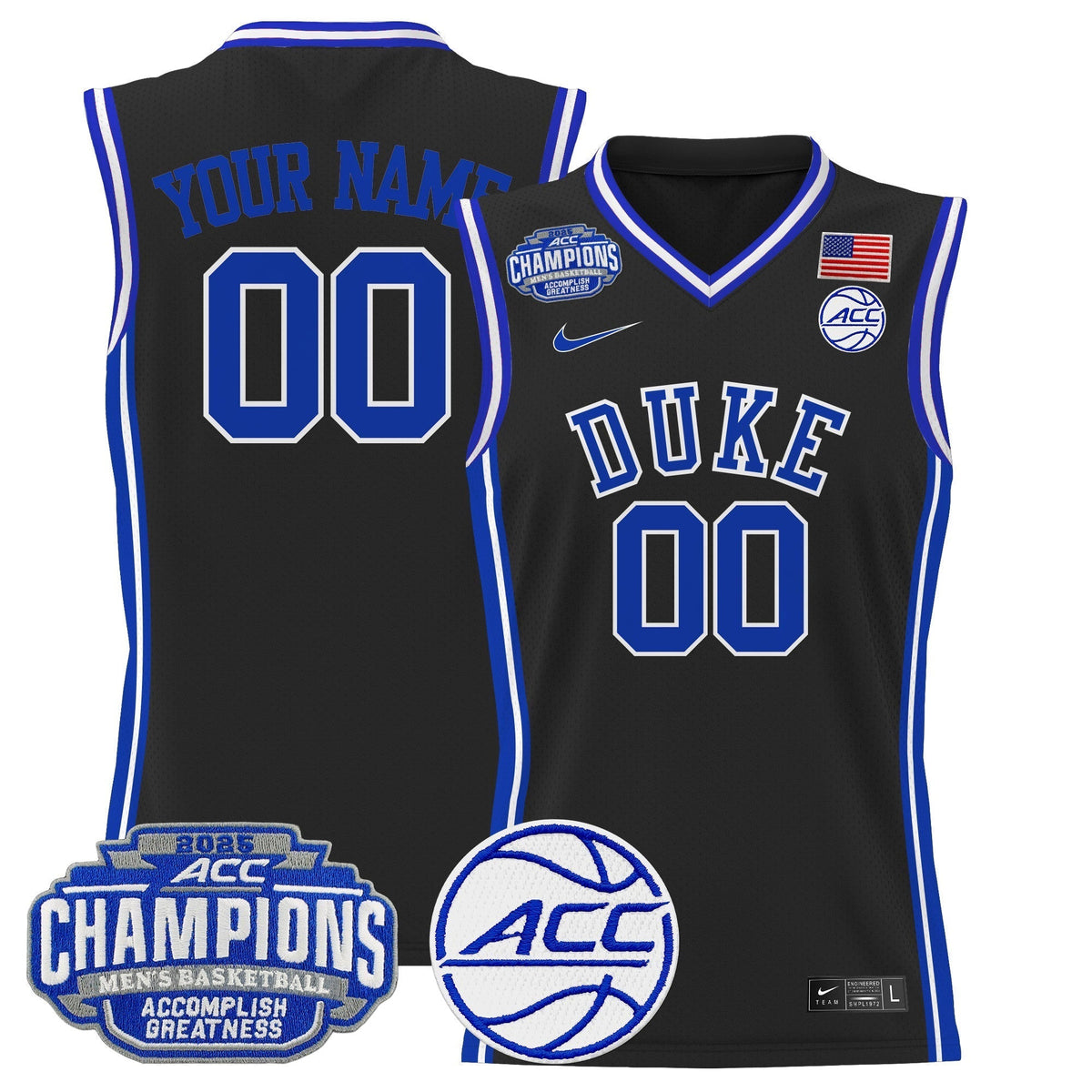 DUKE 2025 ACC Conference Tournament Champions Basketball Custom Jersey - Stitched