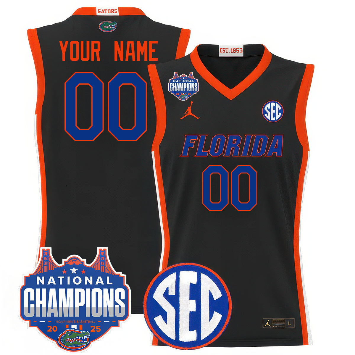 Custom Name/Gender UF 2025 National Champions Basketball Jersey - Stitched