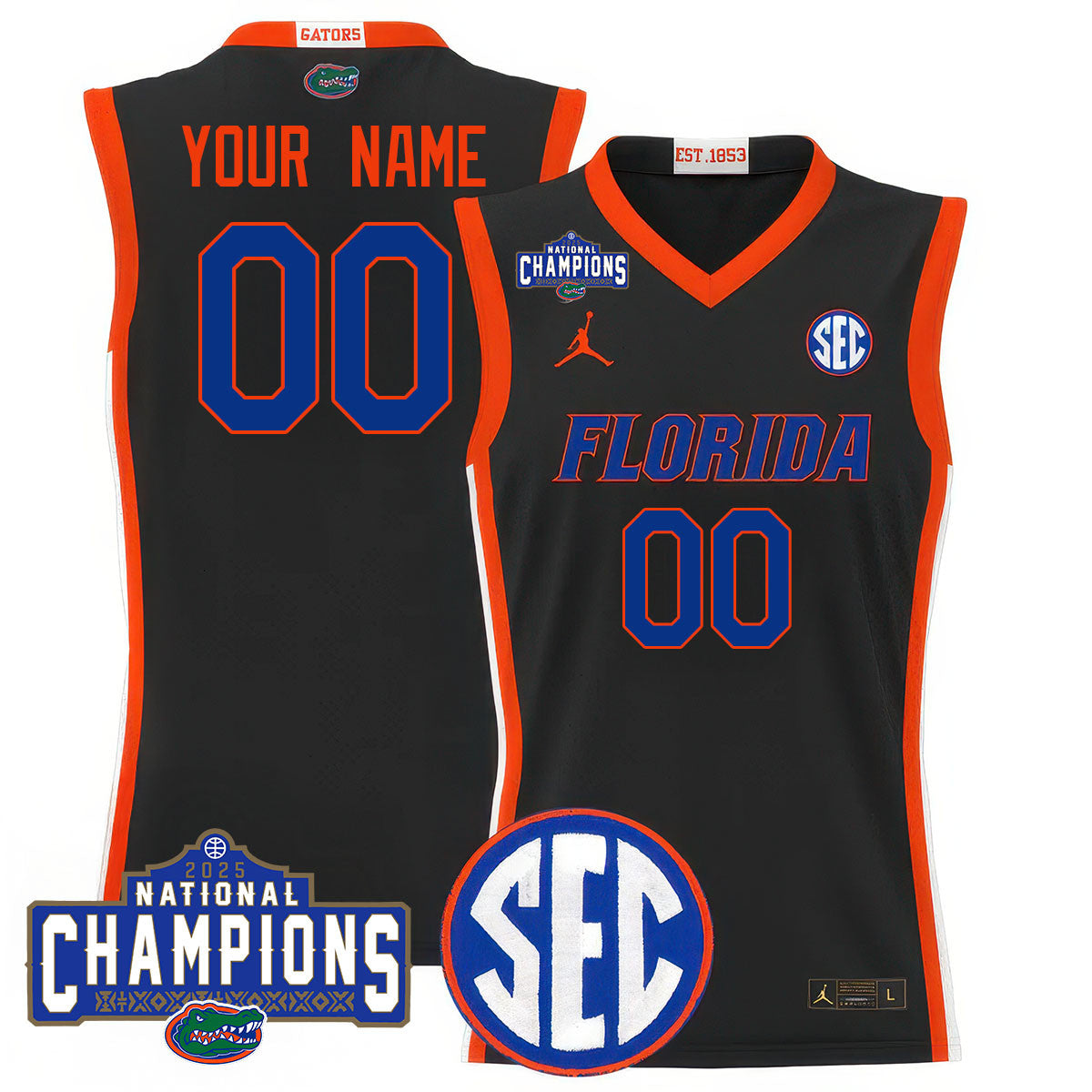 Custom Name/Gender UF 2025 National Champions Basketball Jersey N1 - Stitched