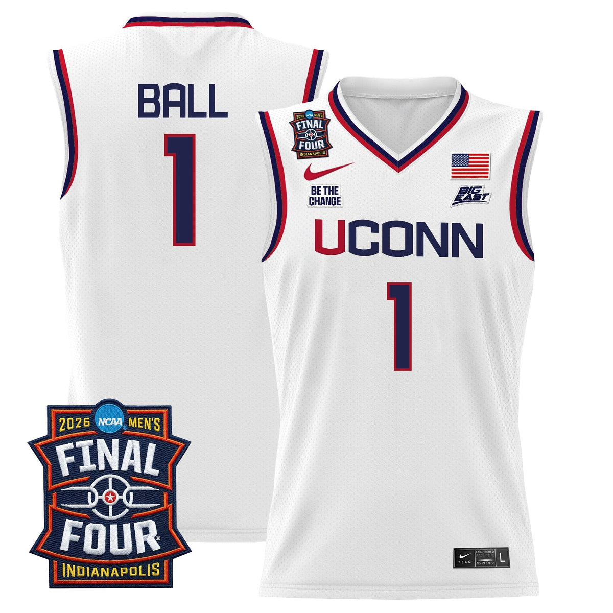 UCONN 2026 Final Four Patch Basketball Jersey - Stitched