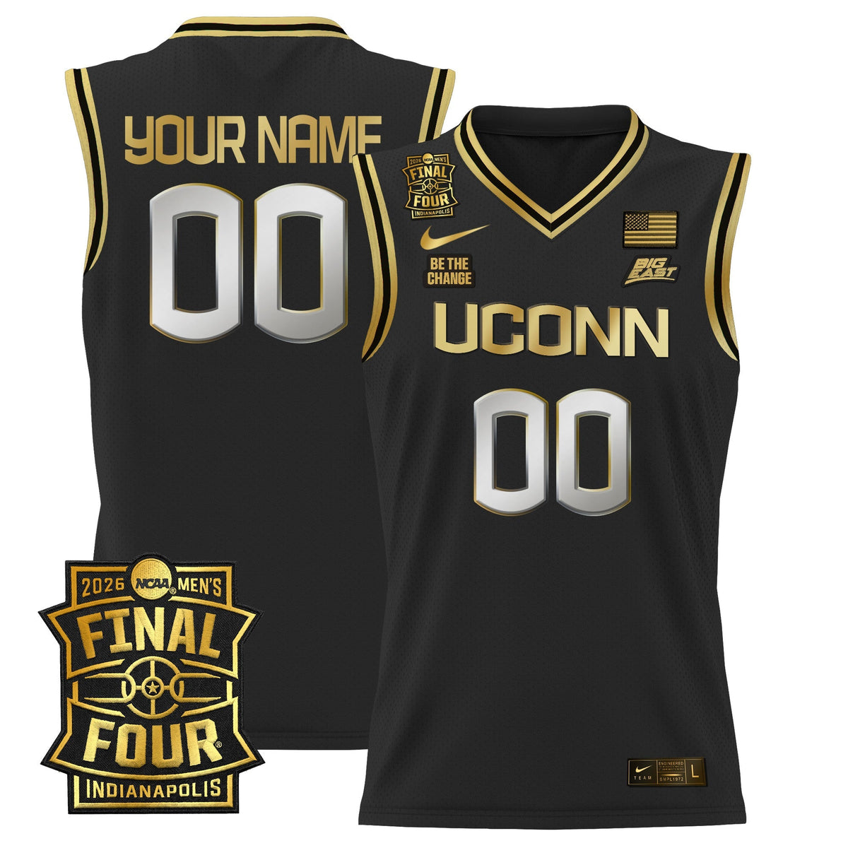 UCONN 2026 Final Four Patch Custom Basketball Jersey - Stitched