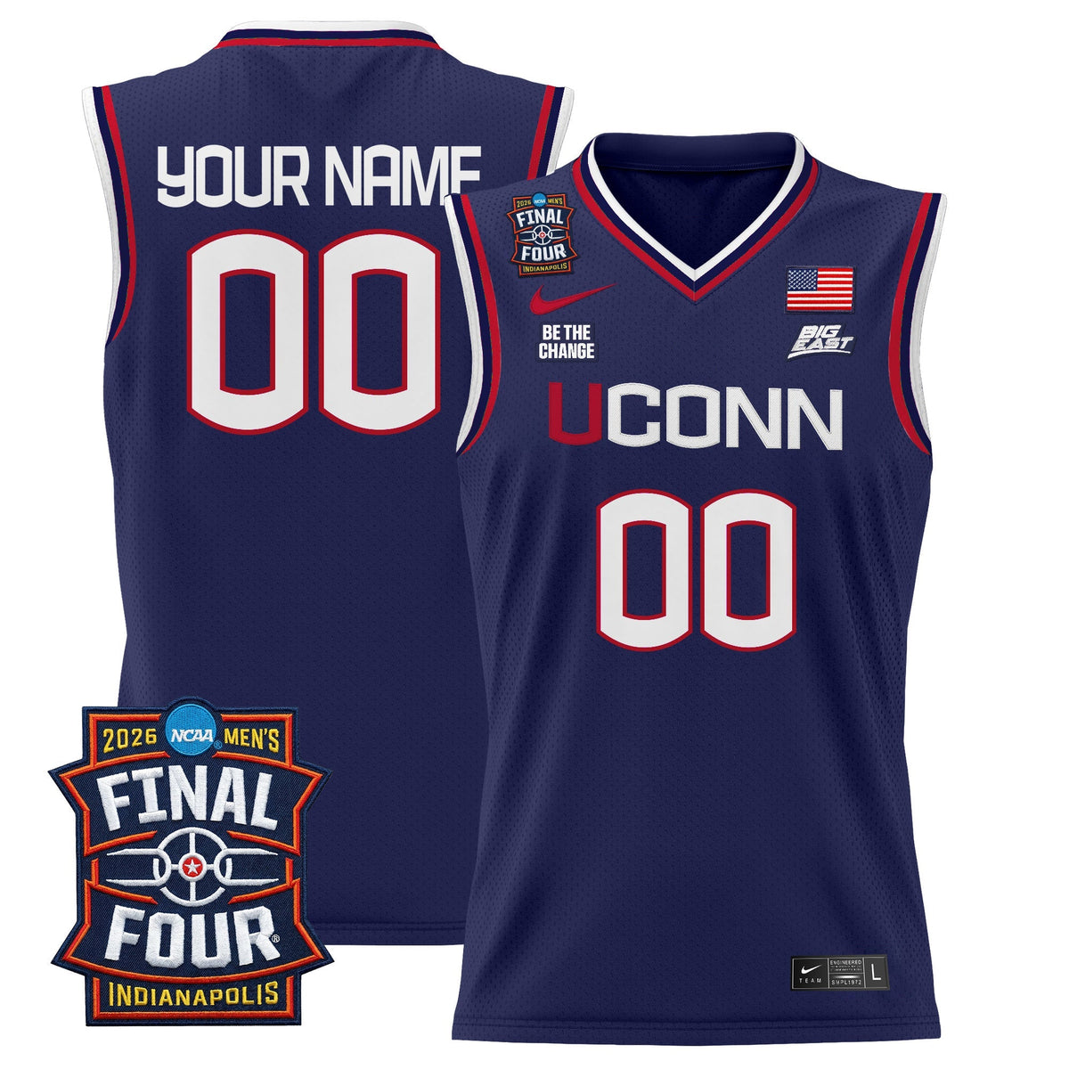 UCONN 2026 Final Four Patch Custom Basketball Jersey - Stitched