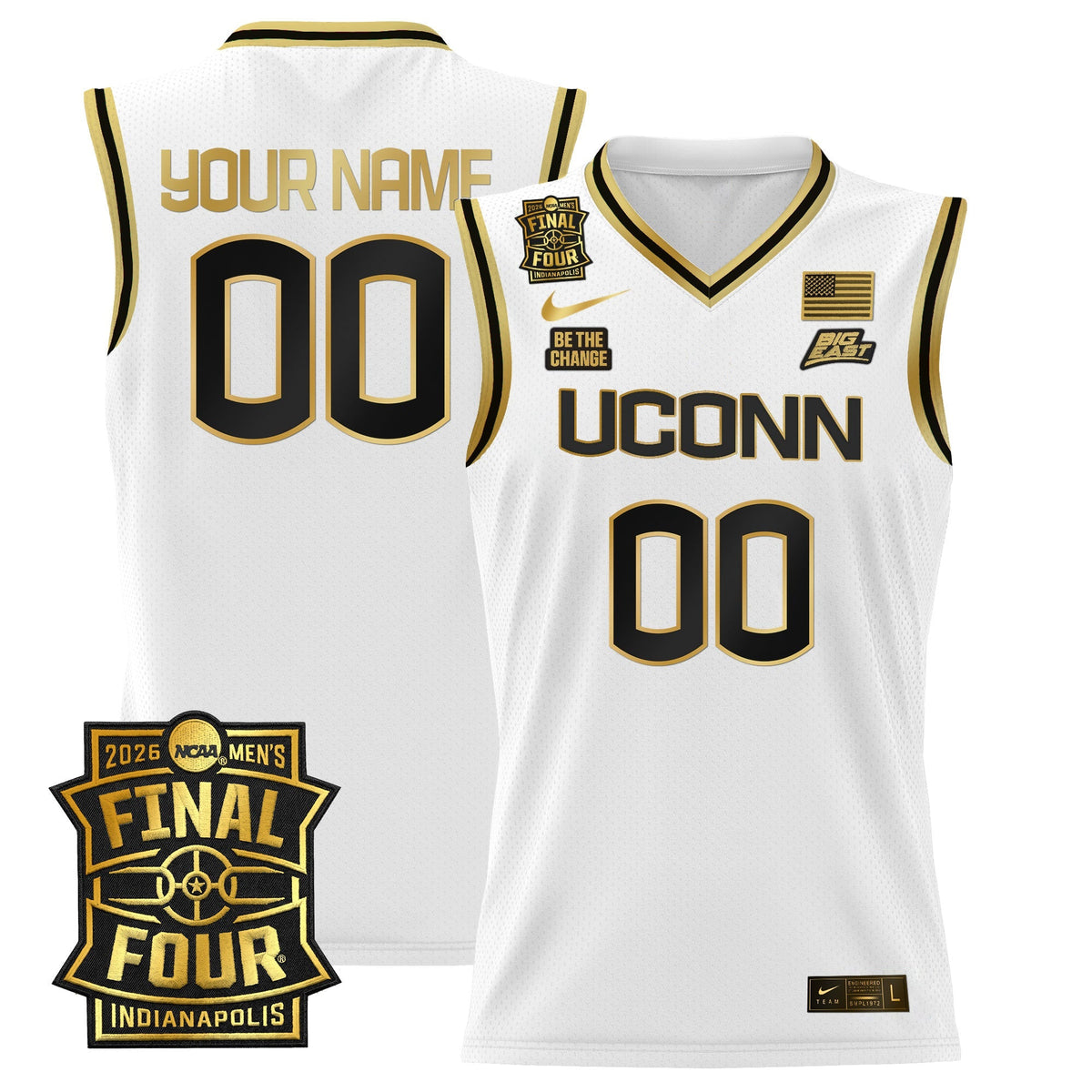 UCONN 2026 Final Four Patch Custom Basketball Jersey - Stitched