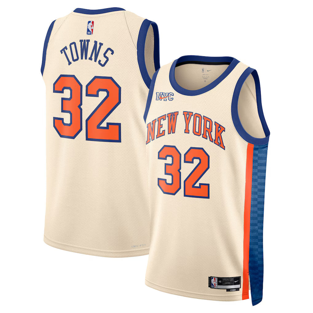Karl-Anthony Towns New York Knicks Unisex 2025/26 Jersey - Cream - City Edition