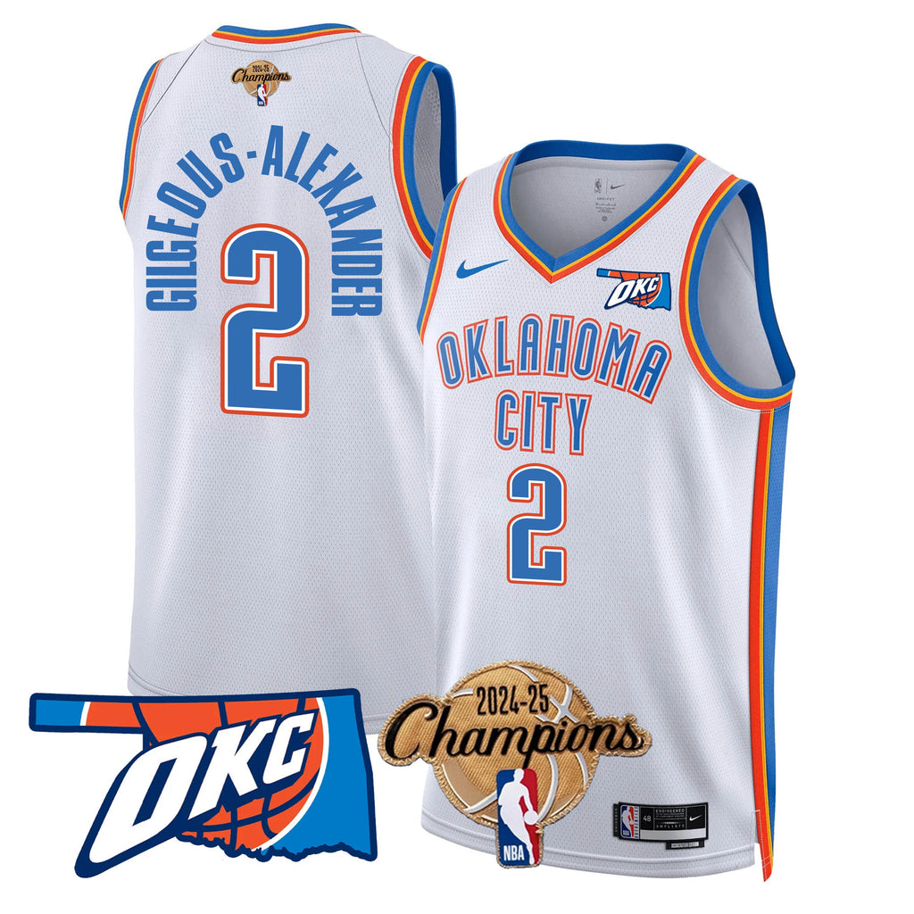 The Thunder 2024-25 Champions Black Gold Jersey - Stitched