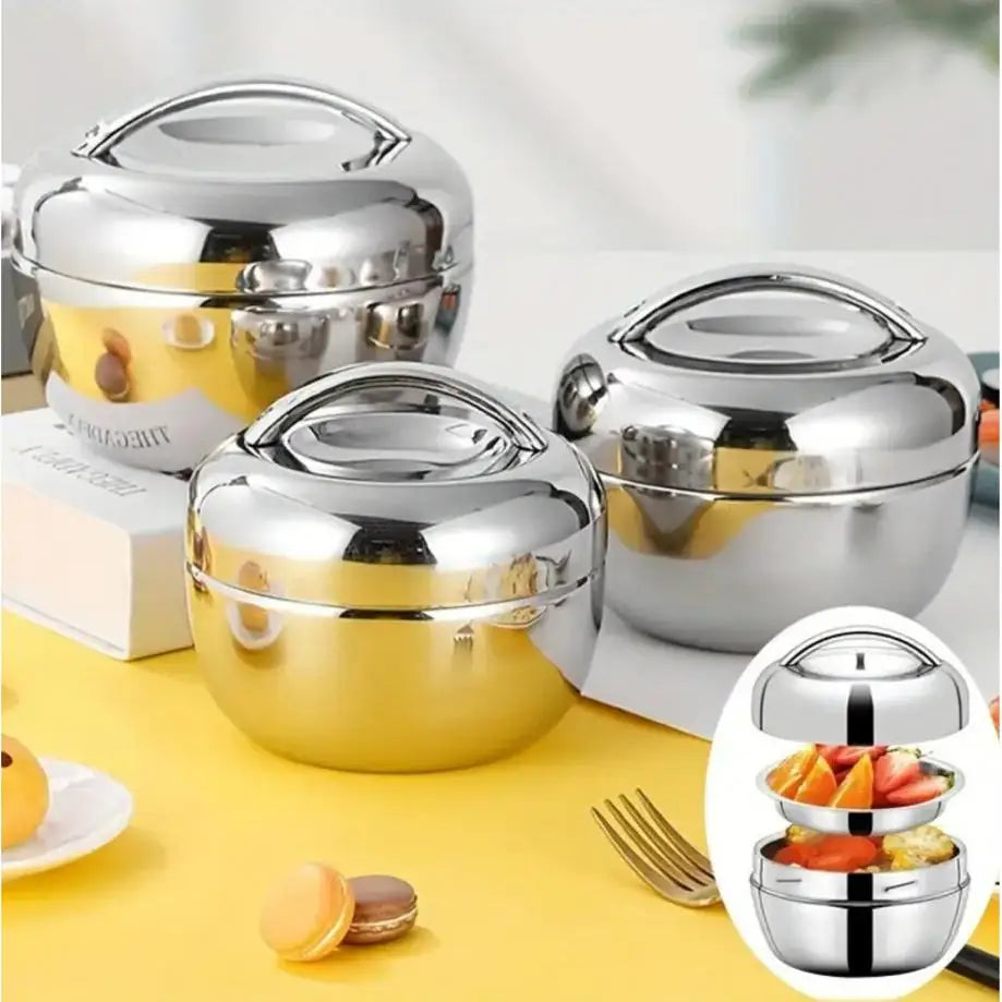 1 Pcs Apple Lunch Box With Circular Lid Office Worker Insulated Stainless Steel Lunch Box Student Partition Portable Lunch Box