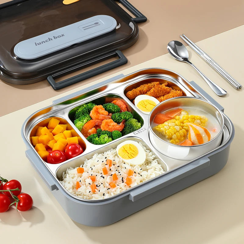 304 Stainless Steel Insulated Lunch Box Office Worker Students Sealed Portable Bento Microwae Heating Food Containe