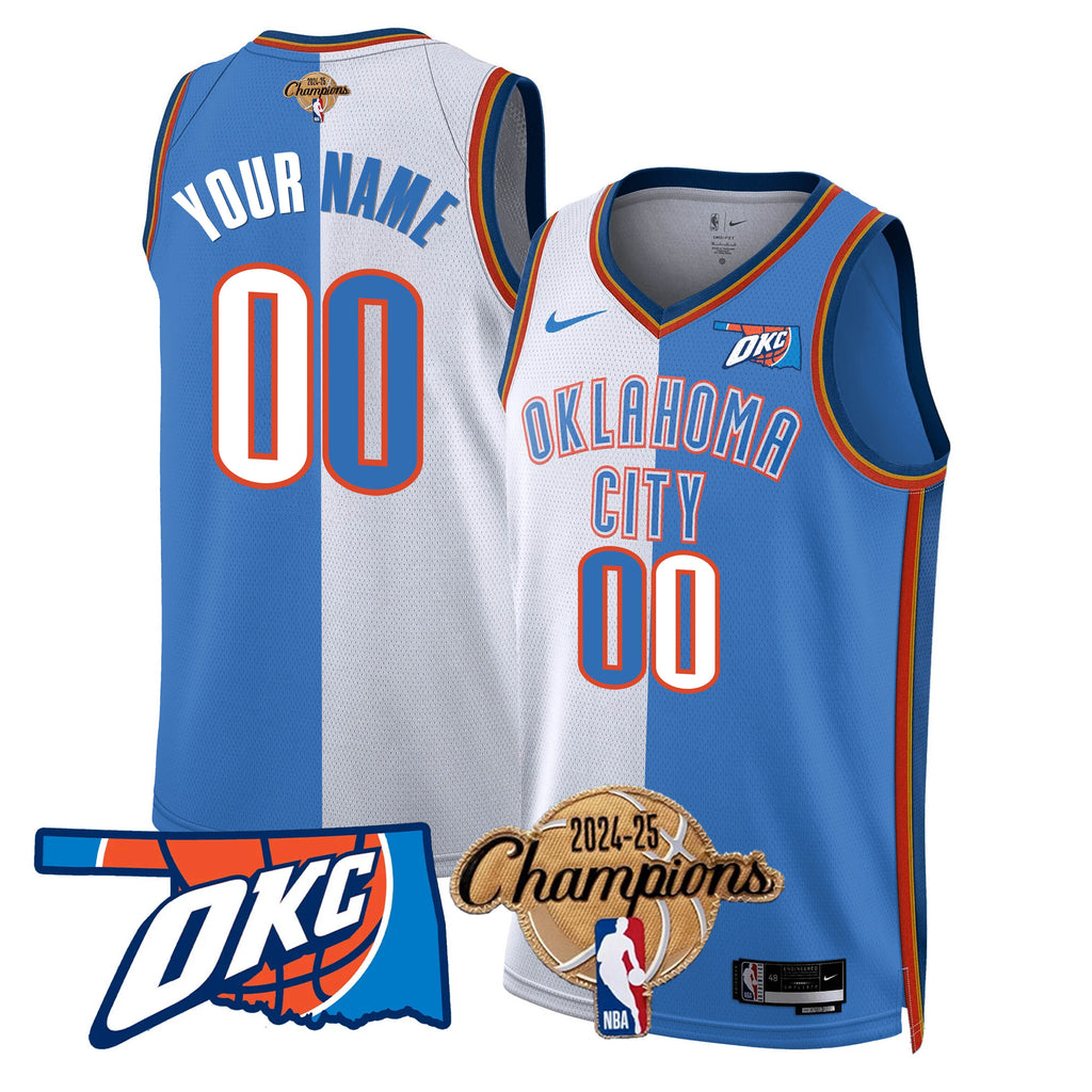 The Thunder 2024-25 Champions Black Gold Jersey - Stitched
