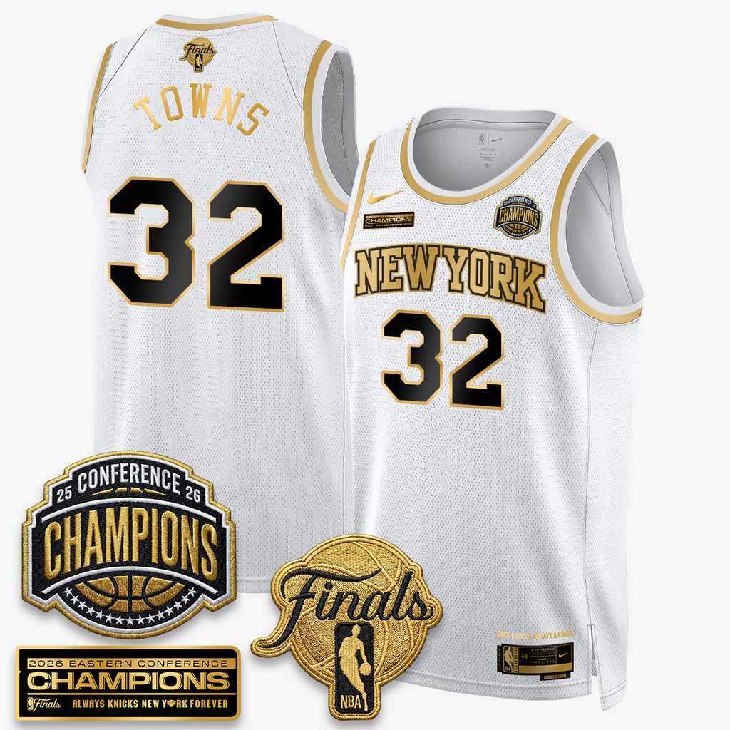NYK 2026 NBA Eastern Conference Champions White Gold Edition Jersey - Stitched