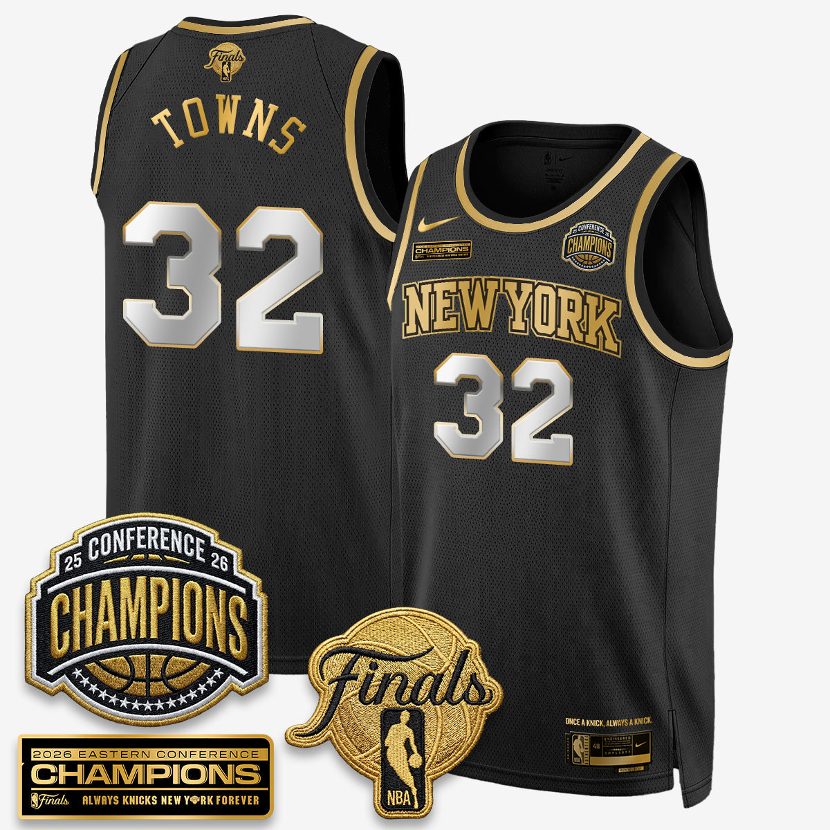 NYK 2026 NBA Eastern Conference Champions White Gold Edition Jersey - Stitched