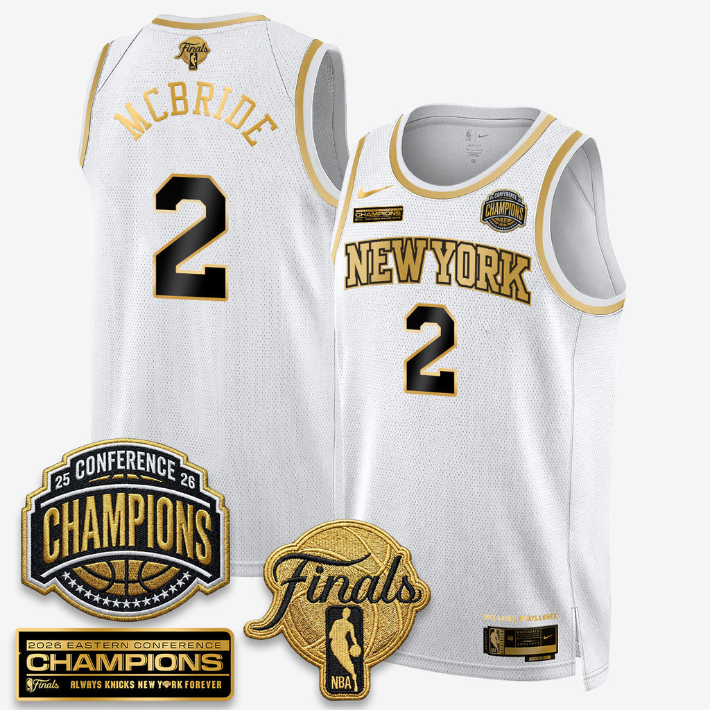 NYK 2026 NBA Eastern Conference Champions White Gold Edition Jersey - Stitched