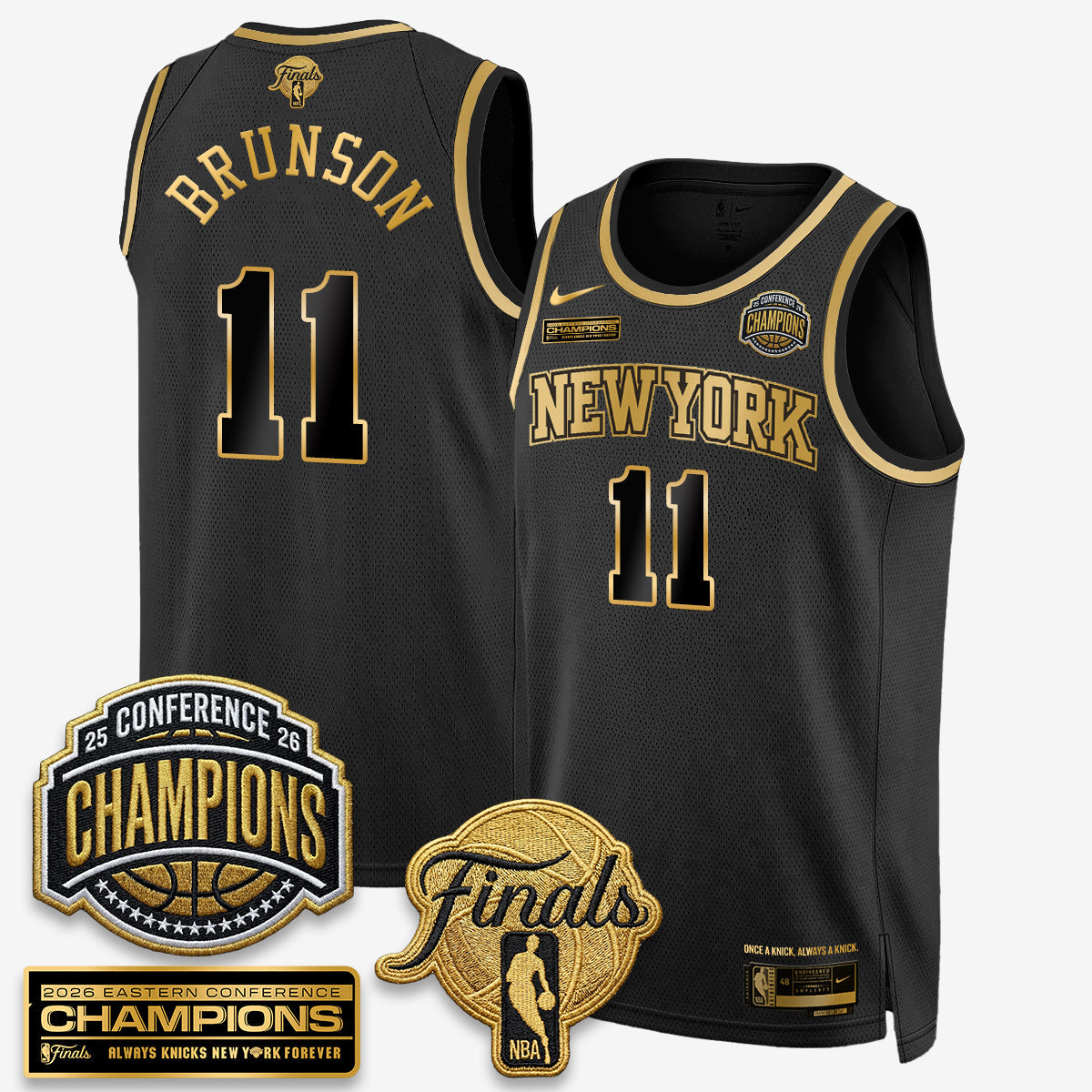 NYK 2026 NBA Eastern Conference Champions Black Gold Edition Jersey - Stitched (2)