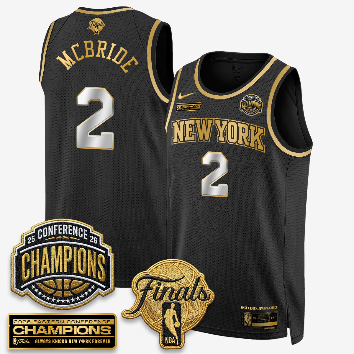 NYK 2026 NBA Eastern Conference Champions White Gold Edition Jersey - Stitched