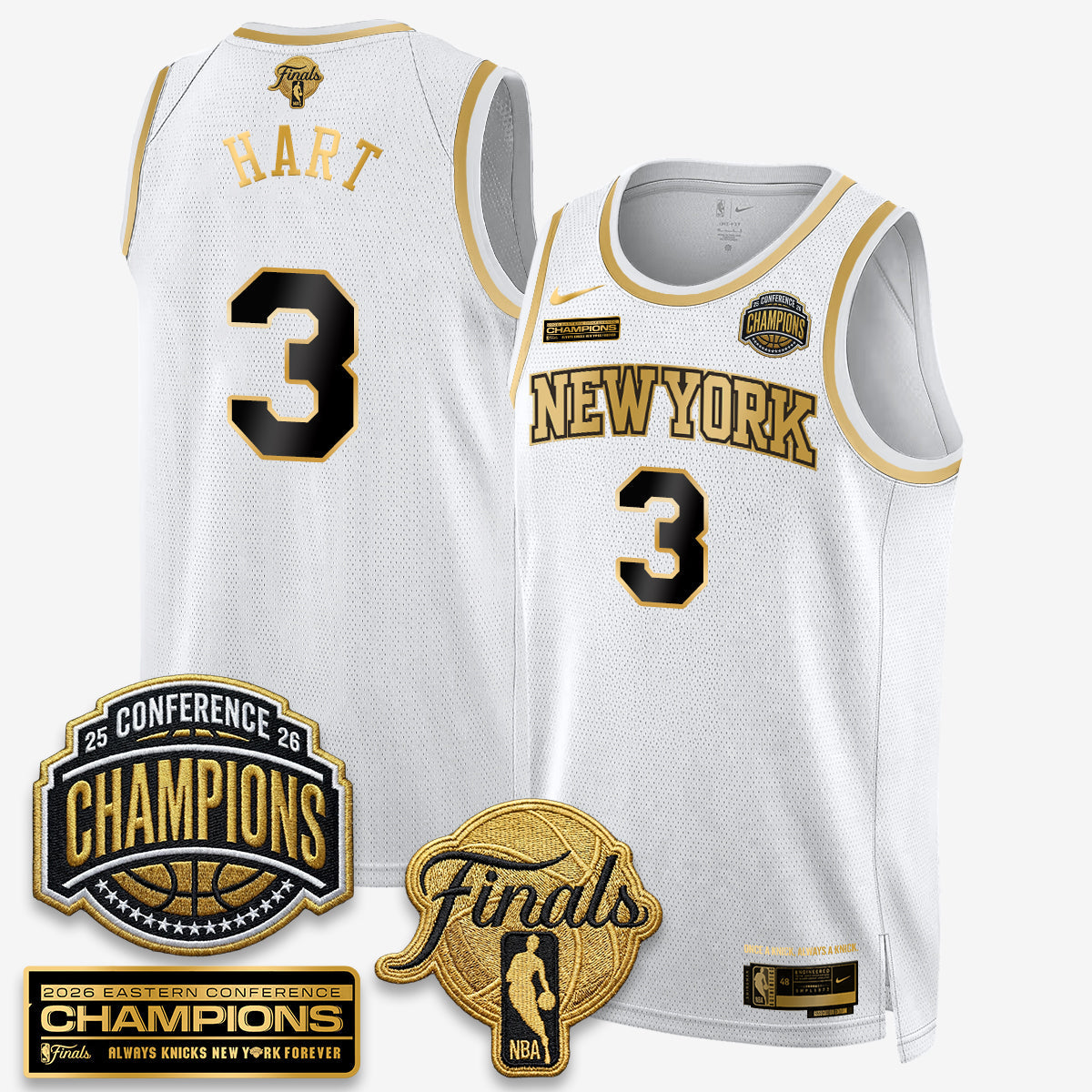 NYK 2026 NBA Eastern Conference Champions White Gold Edition Jersey - Stitched