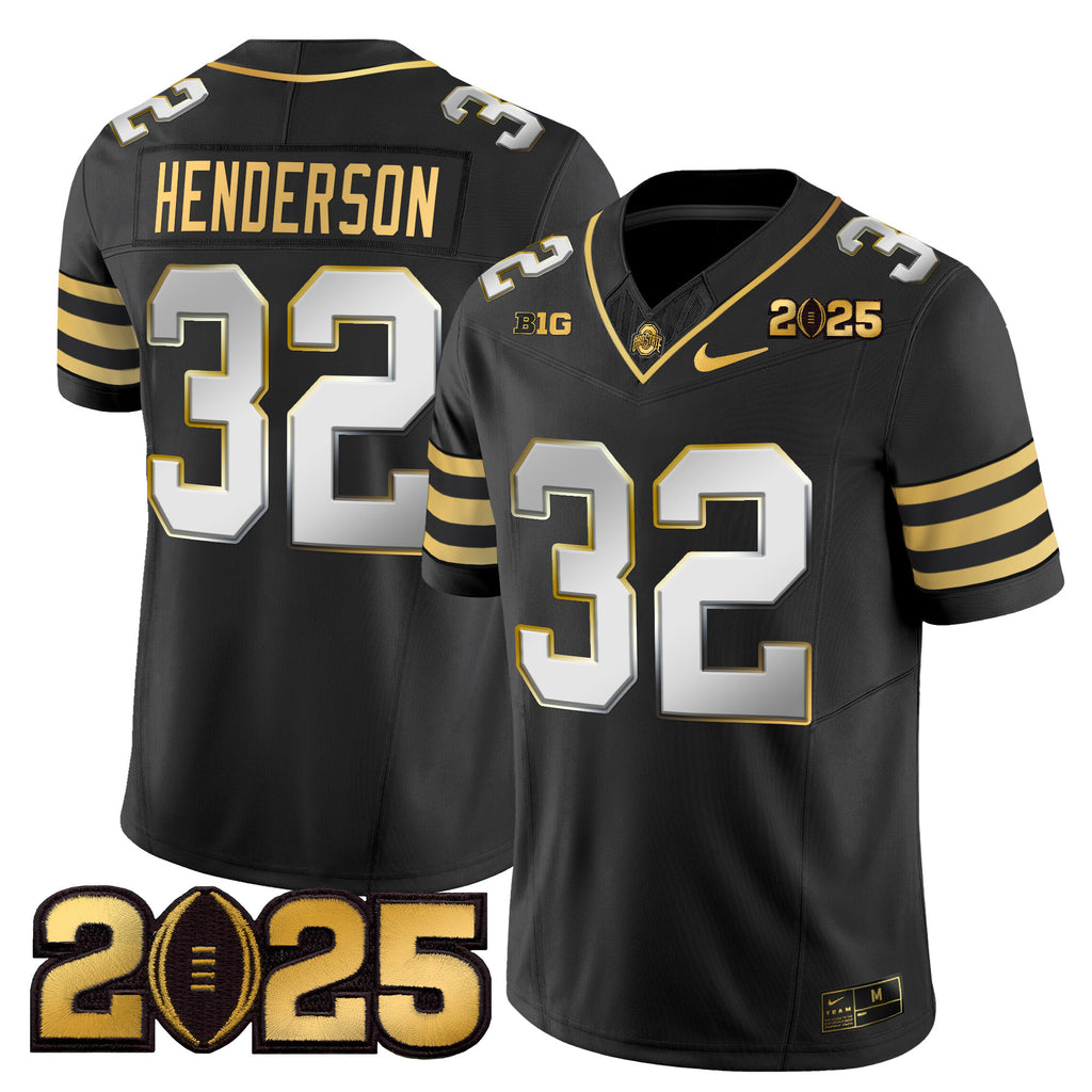 Men's Ohio State Buckeyes 'Heritage Stripe' CFP Final Patch Gold Vapor Limited Jersey - All Stitched