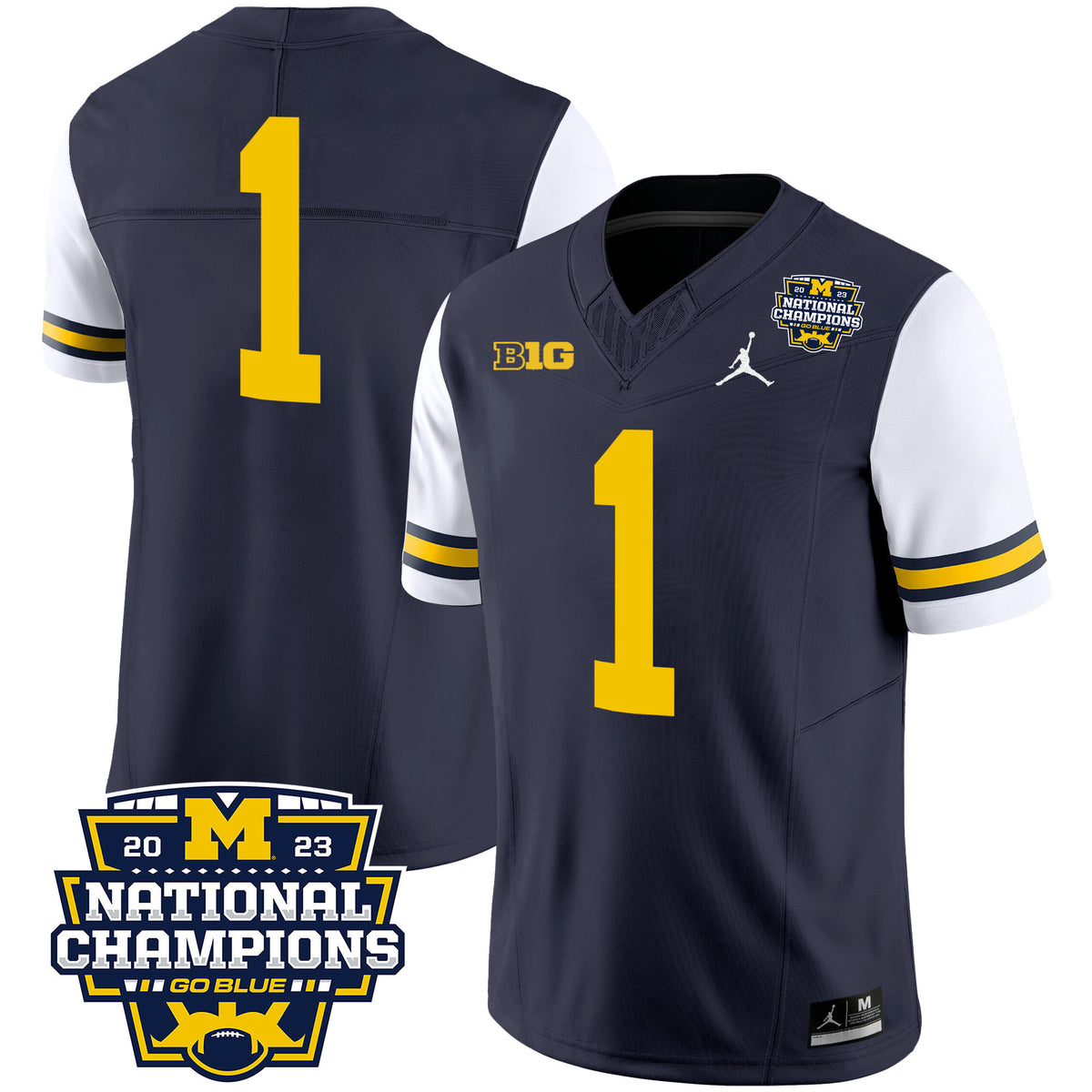Men's Michigan Wolverines 2023 National Champions Patch Vapor Jersey V2 - All Stitched