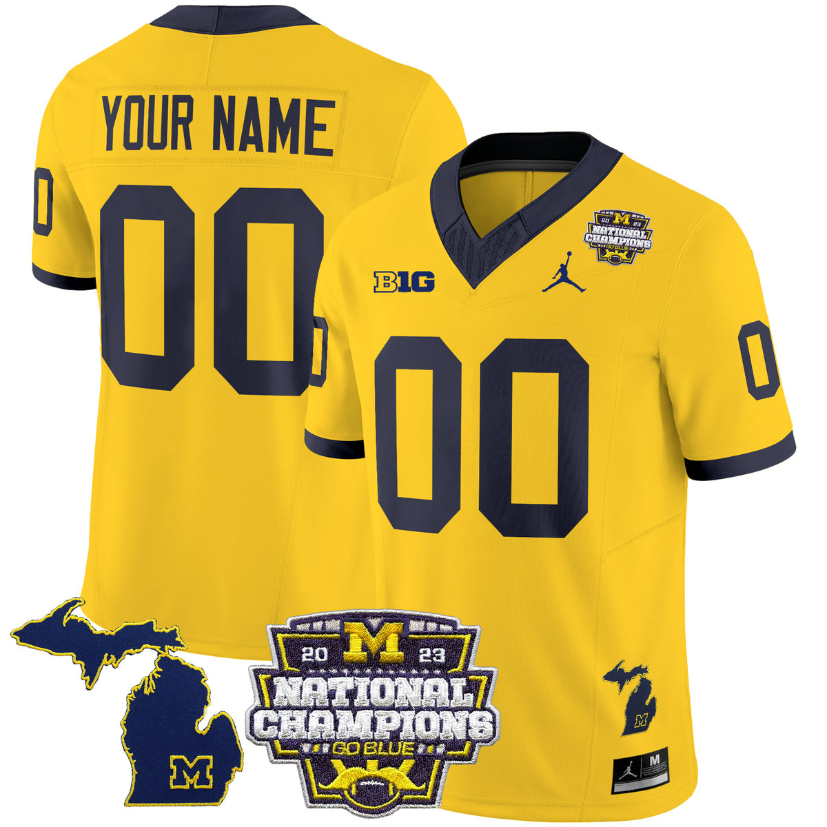 Custom Name/Gender Michigan Wolverines 2023 National Champions Patch Vapor Jersey V6 - All Stitched