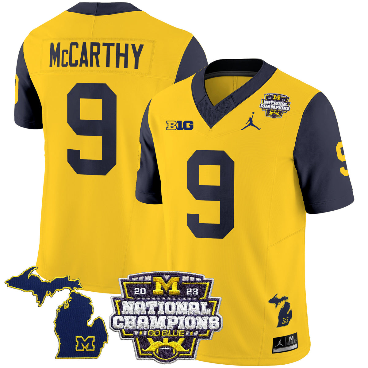 Men's Michigan Wolverines 2023 National Champions Patch Vapor Jersey V6 - All Stitched