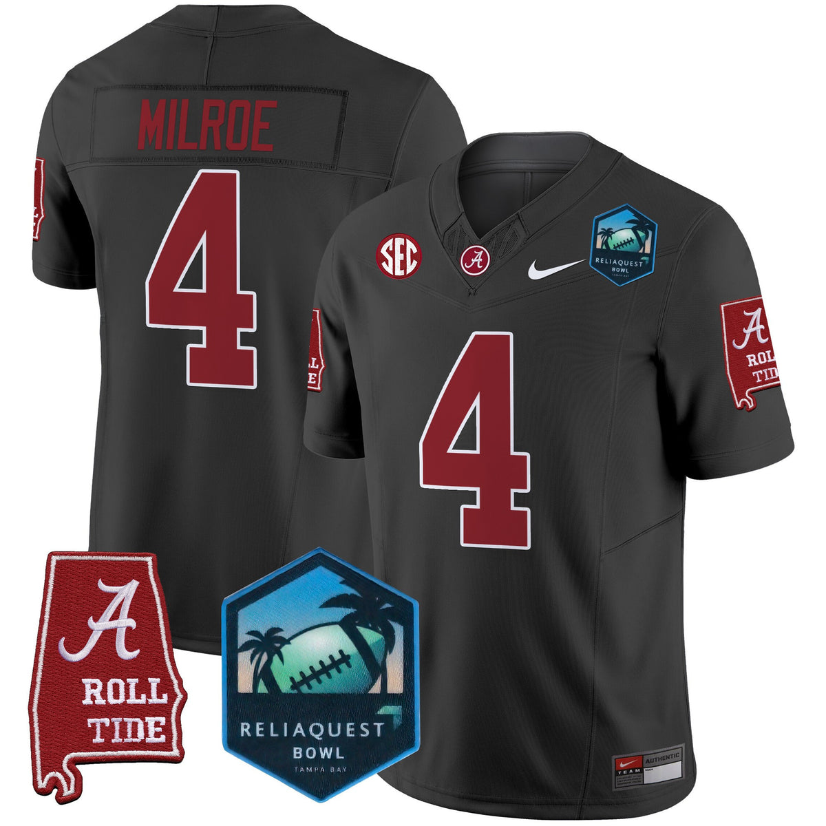 Men's Alabama Crimson Tide 2025 ReliaQuest Bowl Patch Vapor Limited Jersey - All Stitched