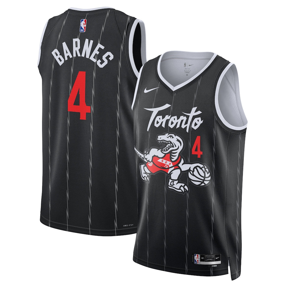 Toronto Raptors 202526 City Edition Swingman Jersey Black Scottie Barnes Unisex | RTJ13230